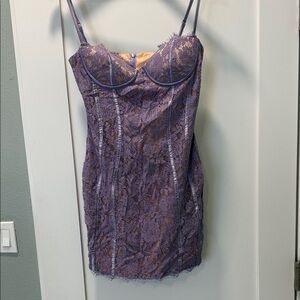 Lilac Lace Bustier Slip Dress